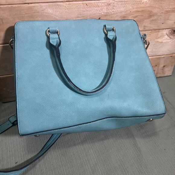 Dasein Womens Blue Fashion Studded Large Faux Leather Satchel Crossbody Handbag - Picture 5 of 15